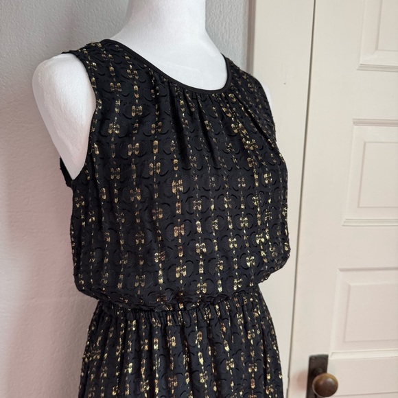 NWOT Maison Jules Black & Gold Metallic Tiered A-Line Dress – Size S - Picture 3 of 9